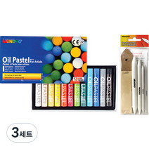 문교 전문가용 오일파스텔 12색 MOP-12 + 찰필 4종 + 사포 12p 세트, 혼합색상, 3세트