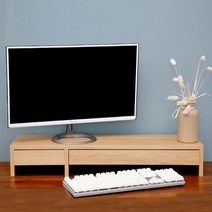 데코밸런스 2서랍형 컬러 와이드 모니터 받침대 듀얼 모니터 받침, 800-2 오크