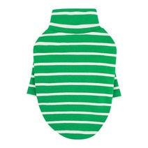 퍼피엔젤 하이넥 긴소매 줄무늬 강아지 티셔츠, 823 GREEN