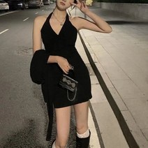 마더브띠 여성용 초슬림핏 홀터넥 미니 원피스