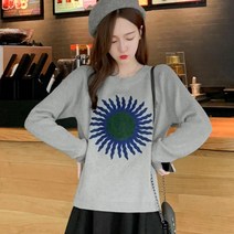 임산부 출산 외출용 플라워 니트 긴팔 수유복