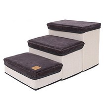 딩동펫 강아지 계단 수납형 3단 스텝, 그레이