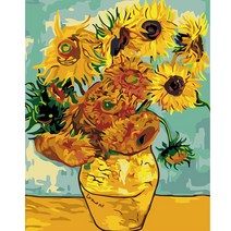 순잠 깜찍 모던 수채화 유채화 개릭터 그림그리기 DIY 세트 40 x 50 x 1.6 cm, 19 썬플라워 꽃병