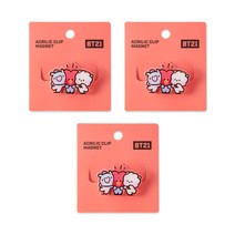 BT21 미니니 아크릴 클립 마그넷, 3개, 레드