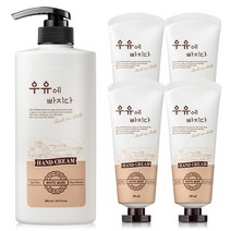 우유에 빠지다 핸드크림 화이트 머스크 파우더향 500ml + 60ml x 4p 세트, 1세트