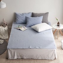 에코데코 체프 3mm 누빔 워싱 피그먼트 침대패드겸이불 고무밴딩, 블루