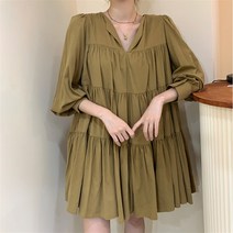 에스텔라 루즈 V넥 미니 캉캉 임산부 원피스