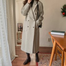 여성용 울 더블 헤링본 롱 코트 JK3861K1C