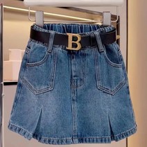 유블리 여아용 주린 밴딩 포켓 청 스커트