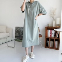 보리맘 빅사이즈 임부복 후드 단추 반팔 원피스 E662