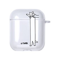 유스픽 망한 고양이 클리어 케이스 에어팟 1 / 2, 길쭉 고양이