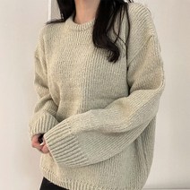 여성용 네크 루즈핏 니트