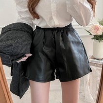 슈가펀 여성용 트임 레더 반바지