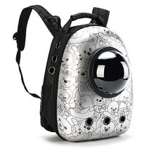 JINHO 반려동물 캐주얼 우주선 백팩, 곰돌이 실버