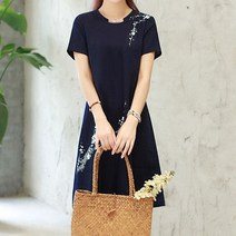 여성용 블랙101 네빌리야 반팔 라운드넥 미디움 원피스 CH-2316771