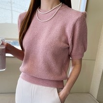 마이시즌 여성용 루비 퍼프 반팔 니트