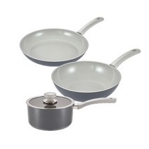 해피콜 인덕션 블리츠 IH 프라이팬 냄비 3종 세트 A, 프라이팬 24cm + 궁중팬 24cm + 한손 냄비 18cm, 챠콜그레이