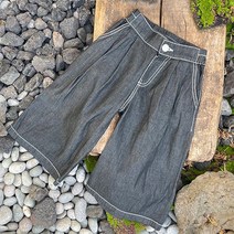 느엘 아동용 루즈 9부 통 청바지