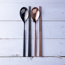라온누리 에라토 프로포즈 컬러 수저세트, 로즈골드, 딥블랙, 숟가락 2p + 젓가락 2p