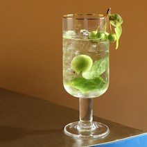 머메이드 골드 크리스탈 고블렛잔 420ml 둥근형, 투명, 1개