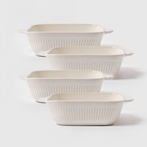 쓰임 스테이블 손잡이 사각 그라탕기, 화이트, 4개