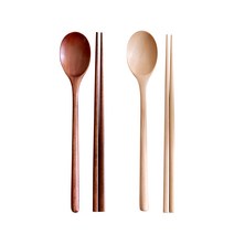 키친멜로디 나무 수저 베이지 1세트 + 브라운 1세트, 숟가락+젓가락 2세트, 베이지+브라운