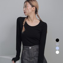 어썸어라운드 여성용 라운딩 언발 긴팔 티셔츠