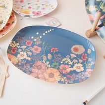 라이스 유아식기 디자인 트레이, 블루플라워