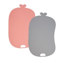 이놀 TPU 이유식 안심 도마 2종 세트, 핑크로즈, 그레이