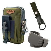 엑스피크 택티컬 서바이벌 파우치 + 벨트 + 보틀홀더 세트, 카키