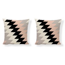 베이비핑크 기하학패턴 린넨 소파 쿠션커버 2p