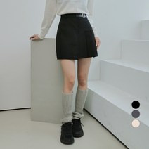 어썸어라운드 여성용 버클 하프 플리츠 미니 스커트