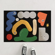 더자카 캐릭터 PVC 미끄럼방지 코일 매트, 무지개