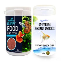 모스트펫 슬립피 구피 82g + 블루웨이브 트로피컬 플레이크 15g 세트, 1세트