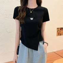 여성용 MA 미니 꼬임 언발란스 반팔티셔츠 TYPE2