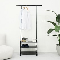 마메 이동식행거 조립식 선반 수납 옷장, 블랙