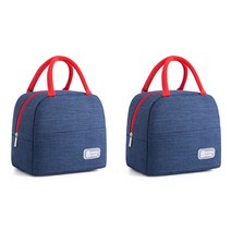 심플 컬러 방수 휴대용 보냉 도시락 가방 2p, 블루