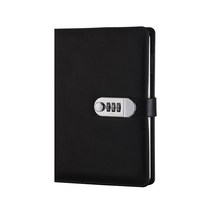 아리코 PU가죽 잠금 다이어리 A5, 블랙, 1개