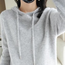 솔레일 여성용 포근한 골지 루즈핏 후드 니트