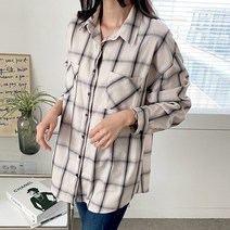 슈가펀 여성용 츠린라 루즈핏 체크 남방