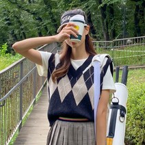 패션풀 GOLF F 아가일 배색 브이넥 베스트 28661