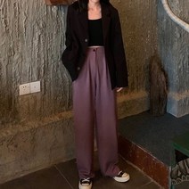 셀레네 여성용 솔리드 컬러라인 와이드 팬츠