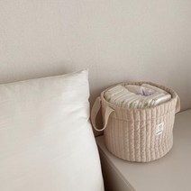 마이리틀데이지 유아용 100수 누빔 장난감 기저귀 바구니, 베이지