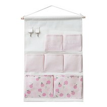 미카엘그라운드 패브릭 7칸 벽 수납 포켓, 핑크(복숭아), 1개