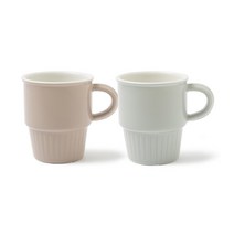 쓰임 비스트로 머그 375ml x 2종 세트, 빈베이지, 미스티그린, 1세트
