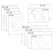지도닷컴 시군경계선 백지도 우리나라 + 도별 9종 세트 코팅형 A3, 1세트