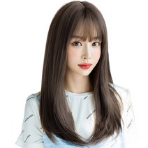 하이유니 볼륨 매직 펌 롱 헤어 긴머리 통가발 가발 57cm + 가발망 + 거치대 세트, 챠콜블랙, 1개