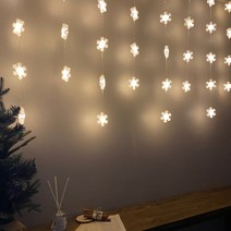 LED 입체 설정 커튼 조명 웜색 90구 + 고급 전원잭, 투명(전선색상)