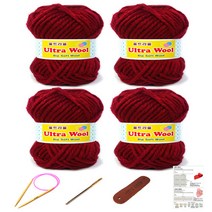 행복뜨기 울트라울 뜨개실 4p + 바늘 8mm + 돗바늘 + 라벨 + 목도리도안 세트, 456 흑장미, 1세트