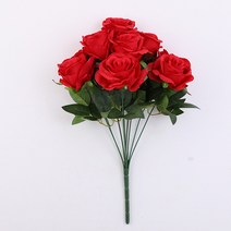 묘먀미 장미송이 장식용 조화 꽃다발 8 x 41 cm JN704, 레드